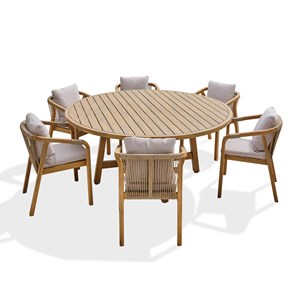 Ensemble repas de jardin 6 places en bois d'acacia