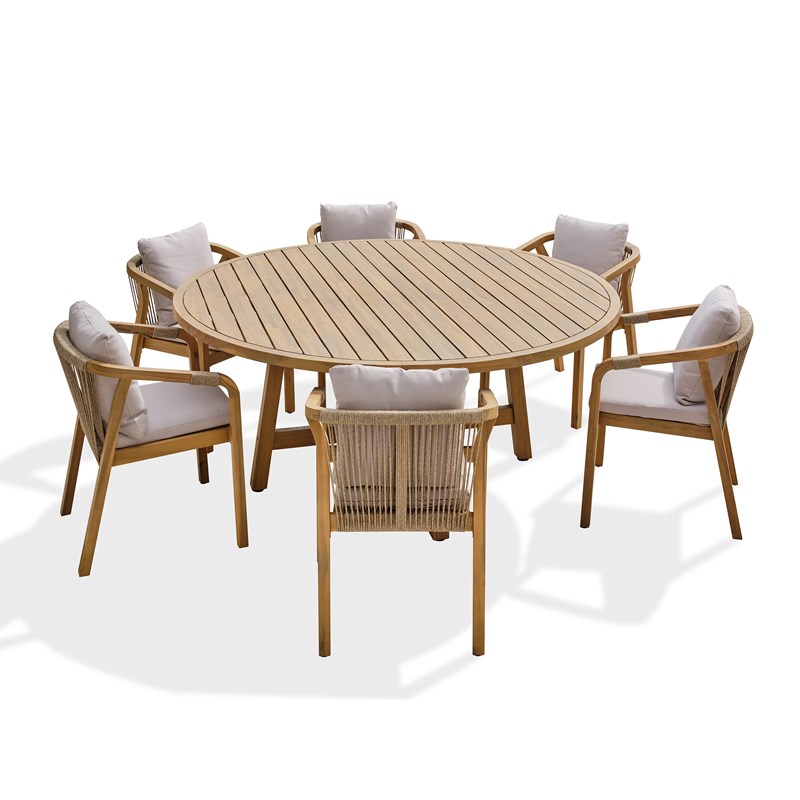 Ensemble repas de jardin 6 places en bois d'acacia