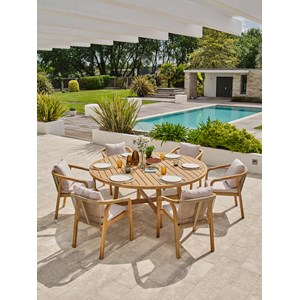 Ensemble repas de jardin 6 places en bois d'acacia
