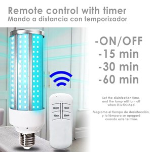 Lampe led uvc germicide + ozon avec douille e27 et télécommande.