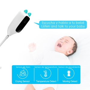 Caméra wifi babyphone 2k &nbsp; full hd 1080p. Pince de fixation. Slot pour sd.