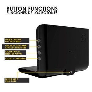 Réveil avec chargeur sans fil qi à charge rapide, température et date