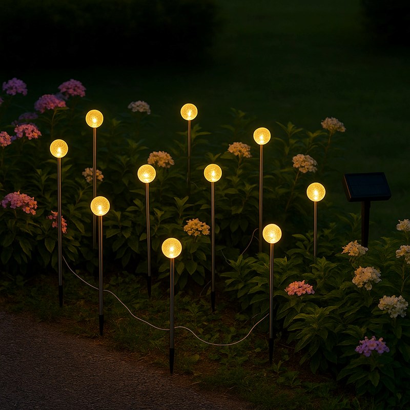 Lot de 10 boules solaires à piquer gris lolly