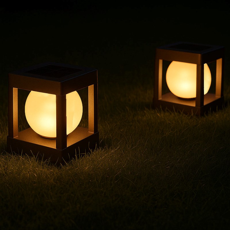 Lot de 2 balises solaires à piquer noir cubya