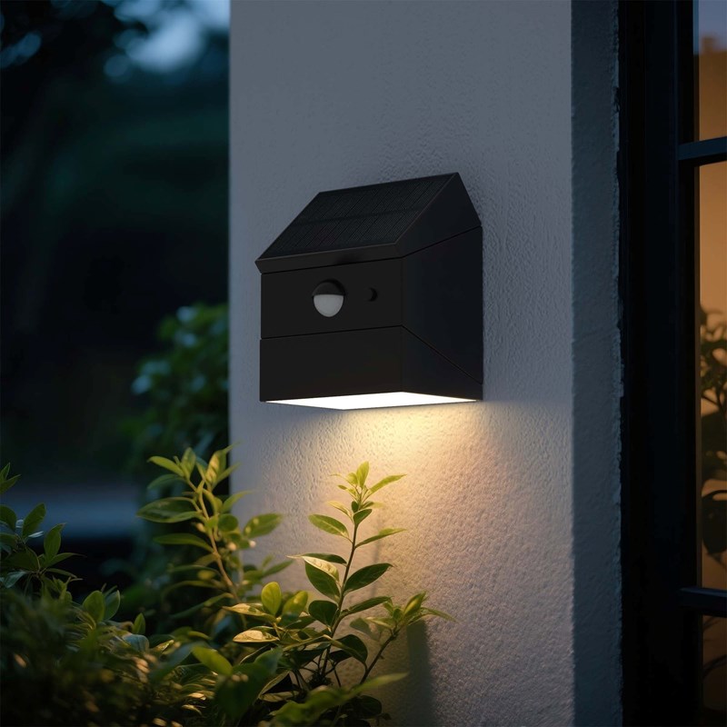 Lot de 2 appliques solaires sensor noir lumicube
