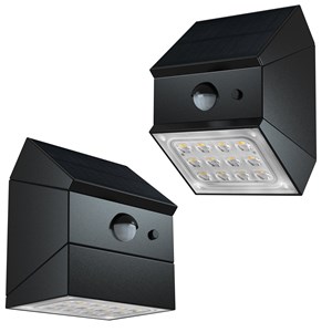 Lot de 2 appliques solaires sensor noir lumicube