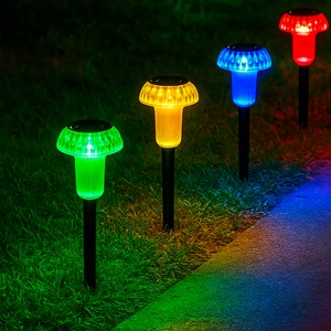 Lot de 4 balises solaires champignons multicolore mushy