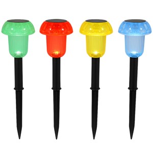 Lot de 4 balises solaires champignons multicolore mushy