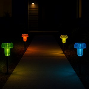 Lot de 4 balises solaires champignons multicolore mushy