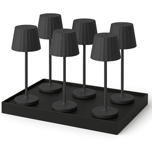 6 lampes avec plateau de chargement noir abby