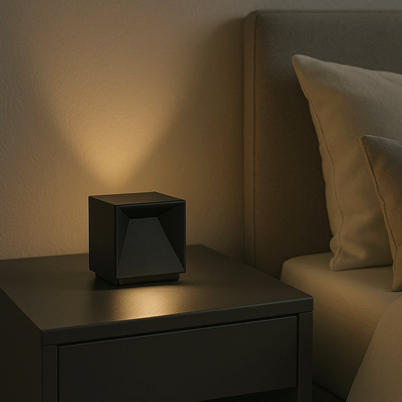 Lampe de chevet sans fil noir cubox