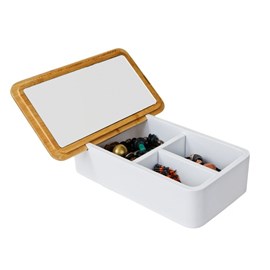 Boîte à bijoux bambou blanc avec miroir