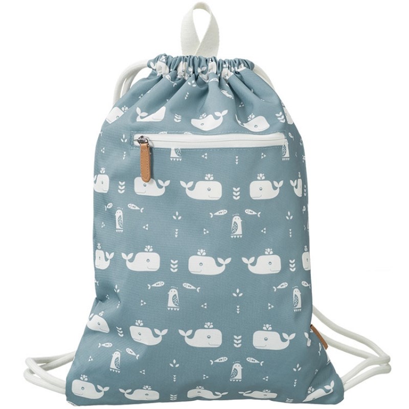 Sac à ficelles baleine bleue