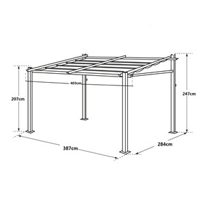 Pergola murale 3 × 4m fréjus taupe - structure aluminium