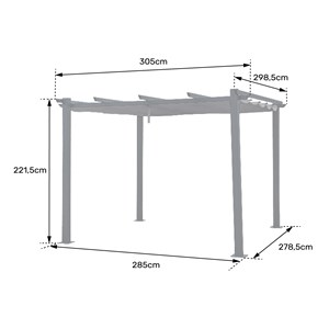 Pergola autoportante 3 × 3m cassis grise - structure aluminium