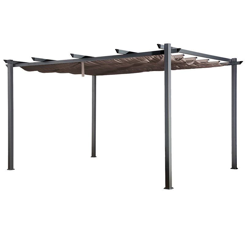 Happy Garden - Pergola autoportante 3 × 4m cassis taupe - structure aluminium