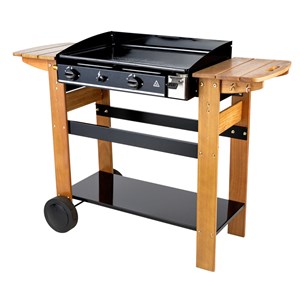 Plancha à gaz ascain sur chariot en bois