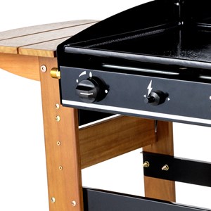 Plancha à gaz ascain sur chariot en bois