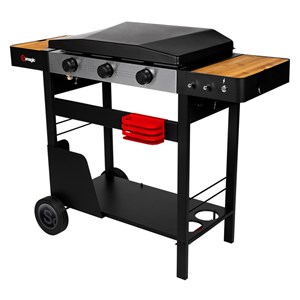 Plancha à gaz solia 350 sur chariot, 3 brûleurs, fonte émaillée