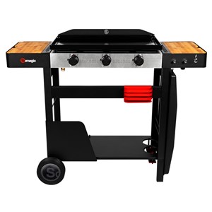 Plancha à gaz solia 350 sur chariot, 3 brûleurs, fonte émaillée