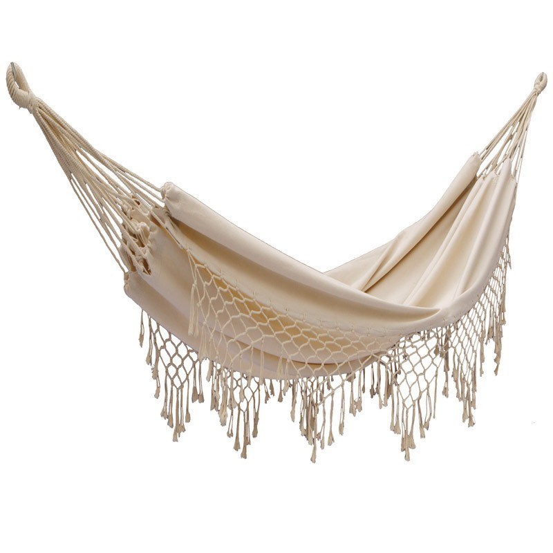 Hamac deux places franges écru