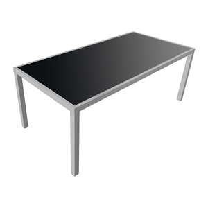 Salon de jardin bari en textilène noir 8 places - aluminium gris