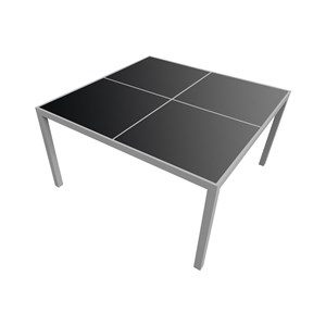 Salon de jardin cagliari en textilène noir 8 places - aluminium gris