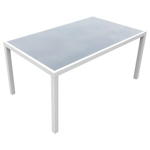 Salon de jardin bergamo en textilène gris 6 places - aluminium blanc