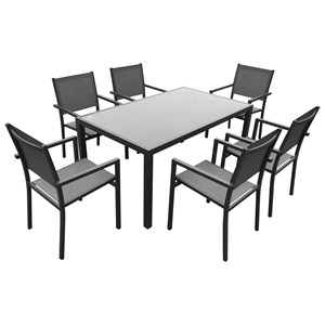Salon de jardin bergamo en textilène gris 6 pl. Aluminium anthracite