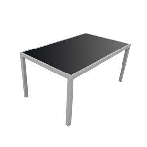 Salon de jardin bergamo en textilène noir 6 places - aluminium gris