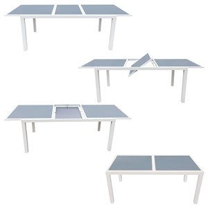 Salon de jardin firenze extensible en textilène gris 8 pl. Alu blanc