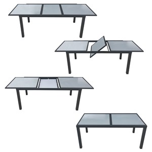 Salon de jardin firenze extensible textilène gris 8 places, aluminium anthracite