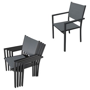 Salon de jardin firenze extensible textilène gris 8 places, aluminium anthracite