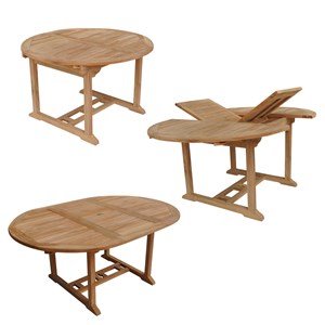 Salon de jardin en teck lombok - table ronde extensible - 6 places