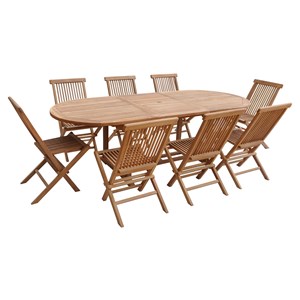 Salon de jardin en teck lombok - table ovale extensible - 8 places