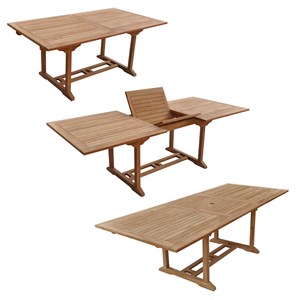 Salon de jardin en teck lombok - table rectangulaire ext. - 8 places