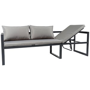 Salon de jardin ibiza 4 places en aluminium anthracite tissu gris