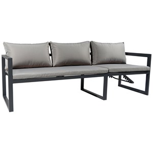 Salon modulable ibiza, 7 places, tissu gris, alu anthracite