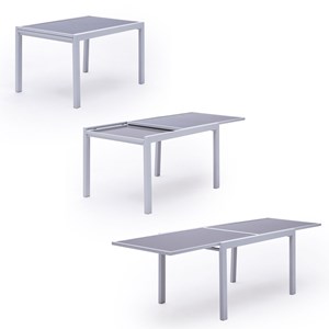 Salon de jardin lampedusa extensible textilène gris 10 places - aluminium blanc