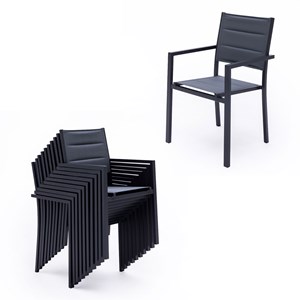 Salon de jardin venezia extensible 10 pl. Textilène gris - aluminium anthracite