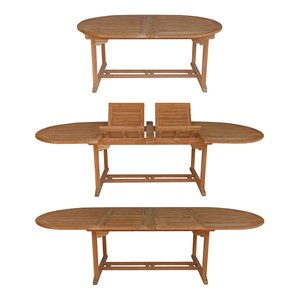 Salon de jardin en teck lombok - table ovale extensible - 10 places