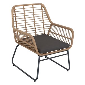 Salon de jardin maré en résine tressée 4 places - coussins gris