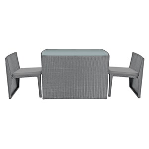 Salon de jardin encastrable santorin résine tressée grise 2 pl. Coussins gris