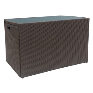 Salon de jardin encastrable santorin résine tressée marron 2 pl. Coussins ivoire