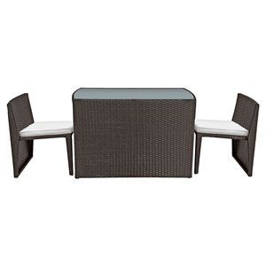 Salon de jardin encastrable santorin résine tressée marron 2 pl. Coussins ivoire