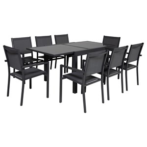 Salon de jardin lampedusa extensible textilène gris 8 pl. Aluminium anthracite