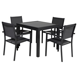 Salon de jardin lampedusa extensible textilène gris 8 pl. Aluminium anthracite