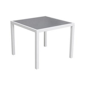 Salon de jardin bergamo en textilène gris 4 places - aluminium blanc