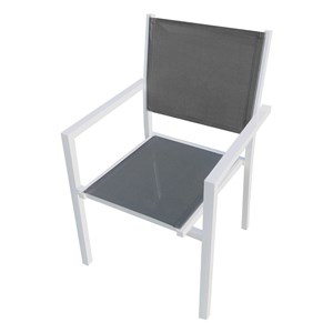 Salon de jardin bergamo en textilène gris 4 places - aluminium blanc