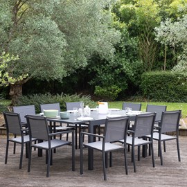 Salon de jardin venezia 140&nbsp;200cm 10 pl. Aluminium anthracite